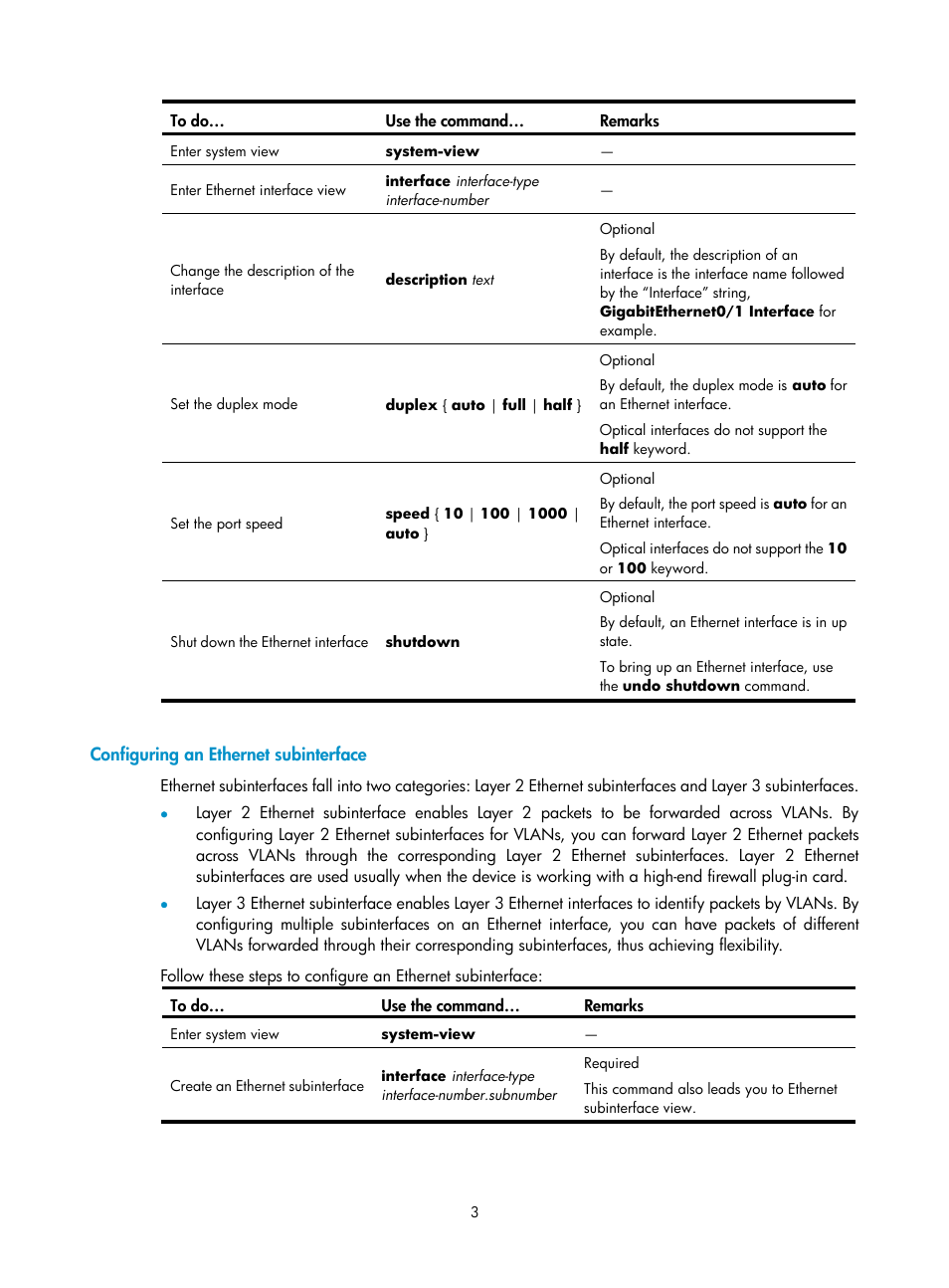 Configuring an ethernet subinterface | H3C Technologies H3C SecPath F1000-E User Manual | Page 4 / 57