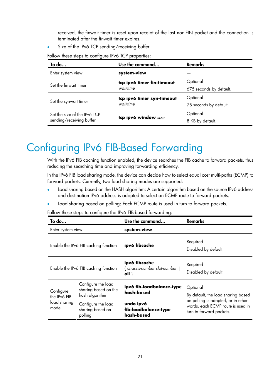 Configuring ipv6 fib-based forwarding | H3C Technologies H3C SecPath F1000-E User Manual | Page 121 / 198