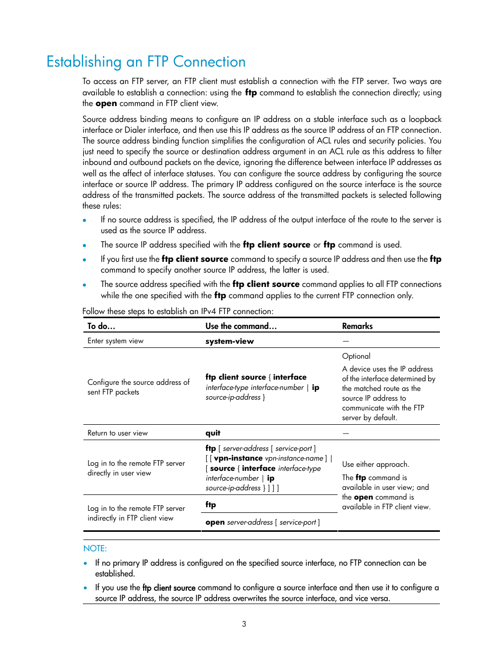 Establishing an ftp connection | H3C Technologies H3C SecPath F1000-E User Manual | Page 133 / 198