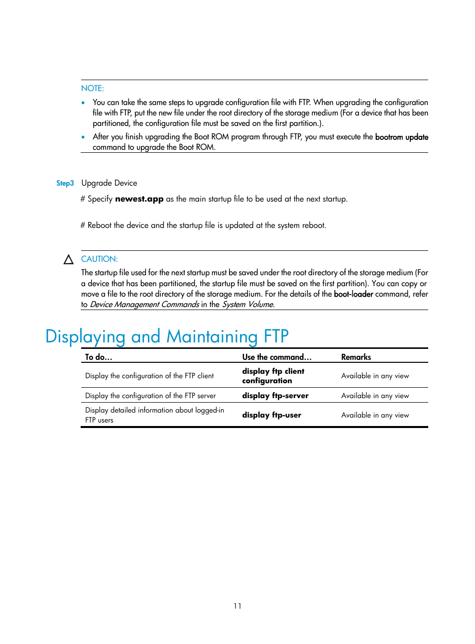 Displaying and maintaining ftp | H3C Technologies H3C SecPath F1000-E User Manual | Page 141 / 198