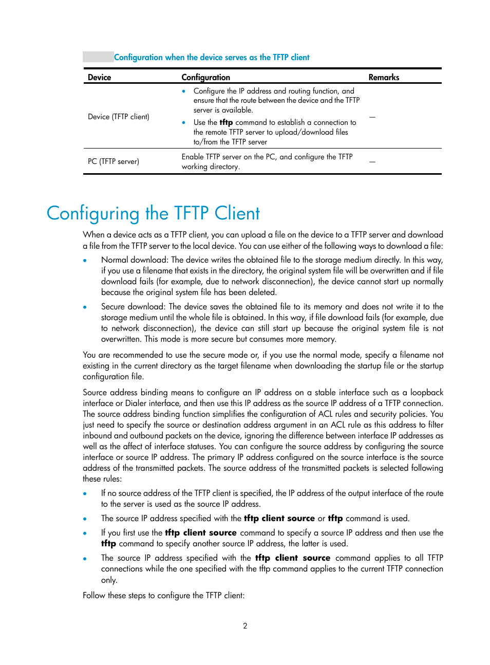 Configuring the tftp client | H3C Technologies H3C SecPath F1000-E User Manual | Page 143 / 198