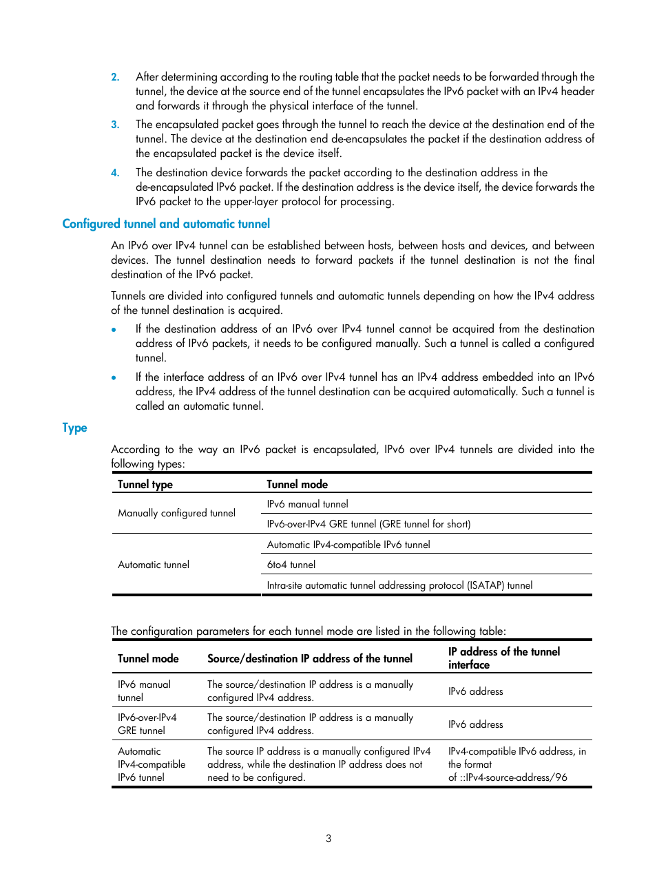 Configured tunnel and automatic tunnel, Type | H3C Technologies H3C SecPath F1000-E User Manual | Page 149 / 198