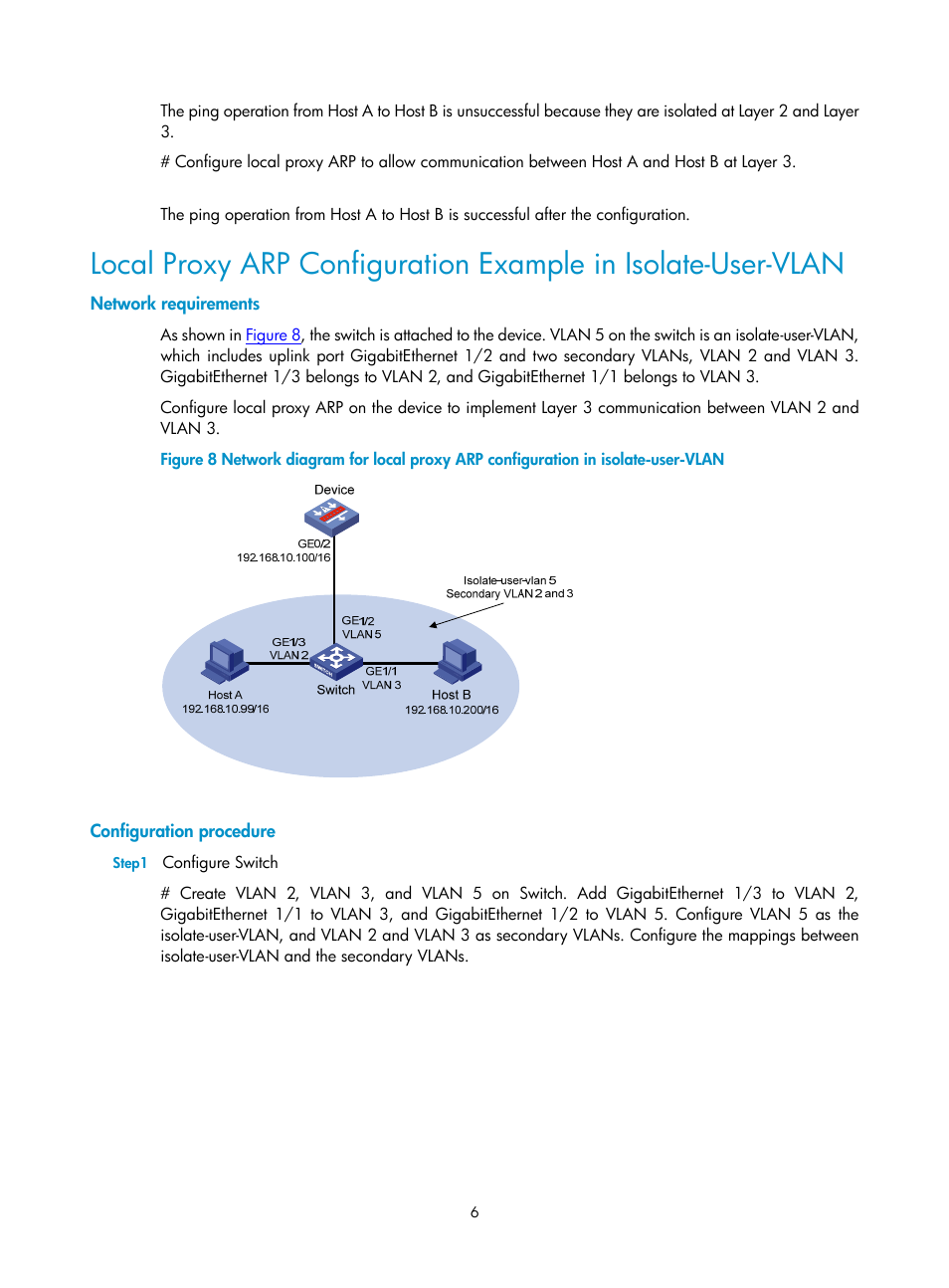 Network requirements, Configuration procedure | H3C Technologies H3C SecPath F1000-E User Manual | Page 18 / 198