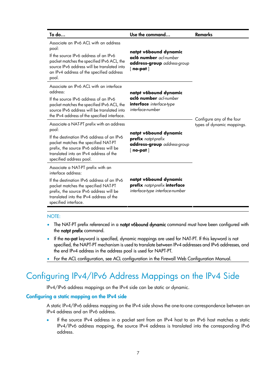 Configuring a static mapping on the ipv4 side | H3C Technologies H3C SecPath F1000-E User Manual | Page 192 / 198