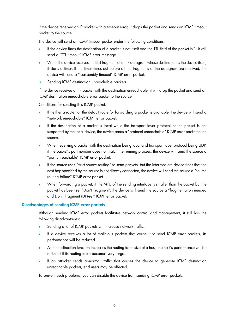 Disadvantages of sending icmp error packets | H3C Technologies H3C SecPath F1000-E User Manual | Page 26 / 198