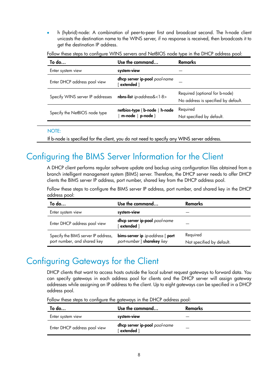 Configuring gateways for the client | H3C Technologies H3C SecPath F1000-E User Manual | Page 48 / 198