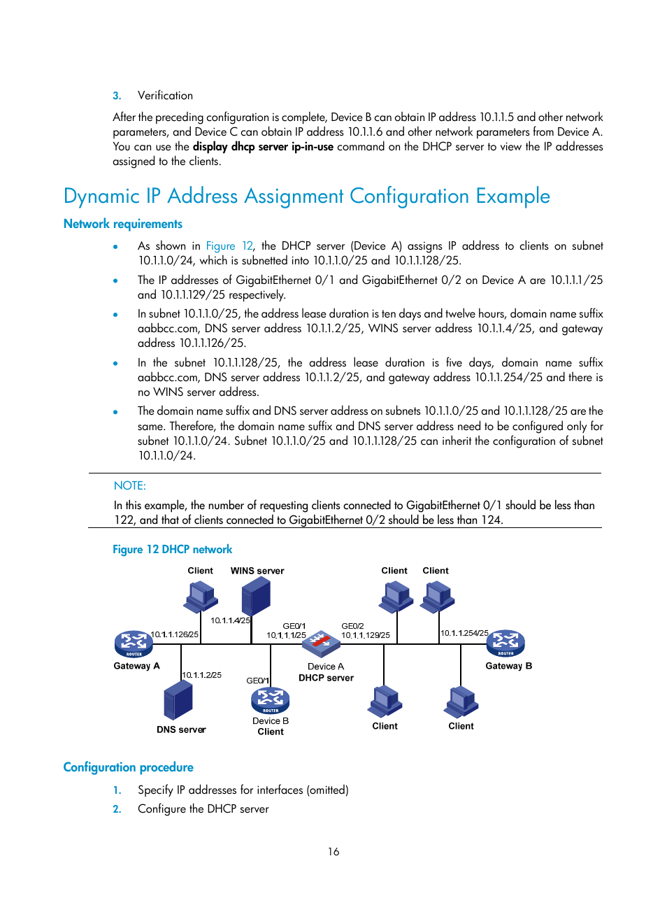 Network requirements, Configuration procedure | H3C Technologies H3C SecPath F1000-E User Manual | Page 56 / 198