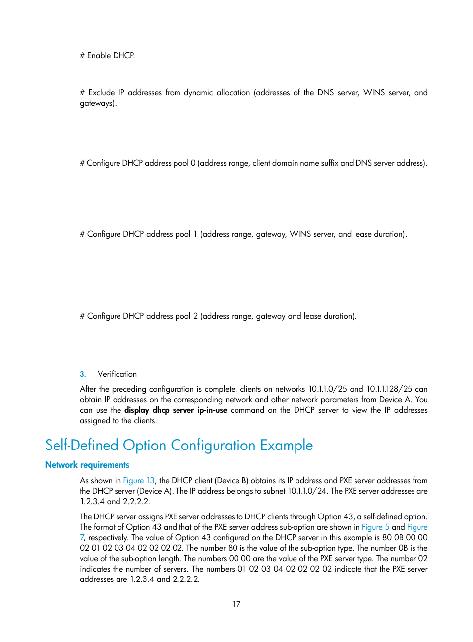 Self-defined option configuration example, Network requirements | H3C Technologies H3C SecPath F1000-E User Manual | Page 57 / 198