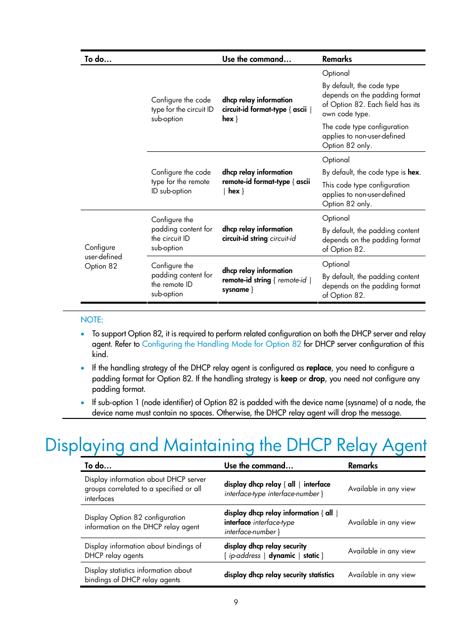 Displaying and maintaining the dhcp relay agent | H3C Technologies H3C SecPath F1000-E User Manual | Page 67 / 198