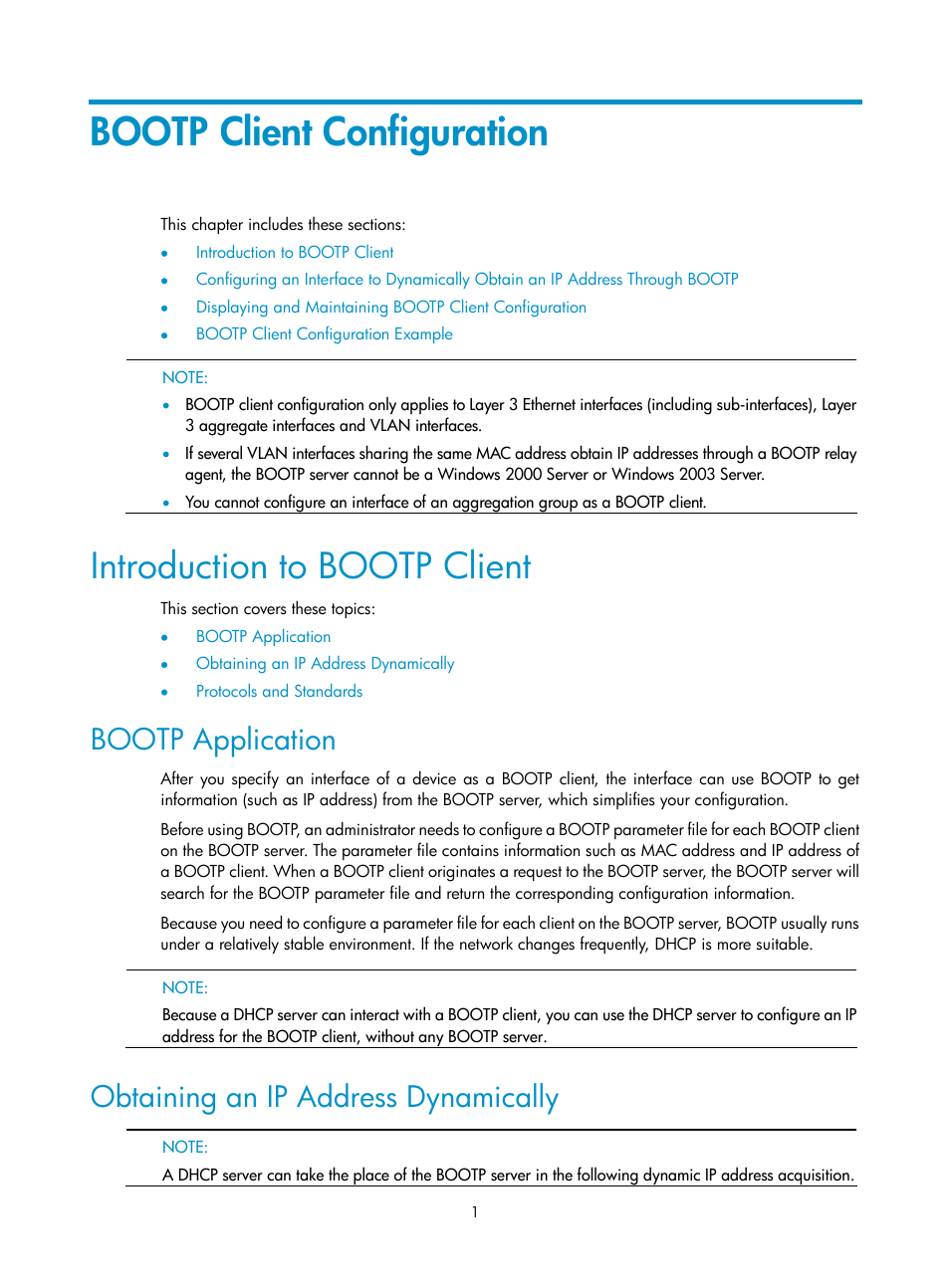 Bootp client configuration, Introduction to bootp client, Bootp application | Obtaining an ip address dynamically | H3C Technologies H3C SecPath F1000-E User Manual | Page 75 / 198