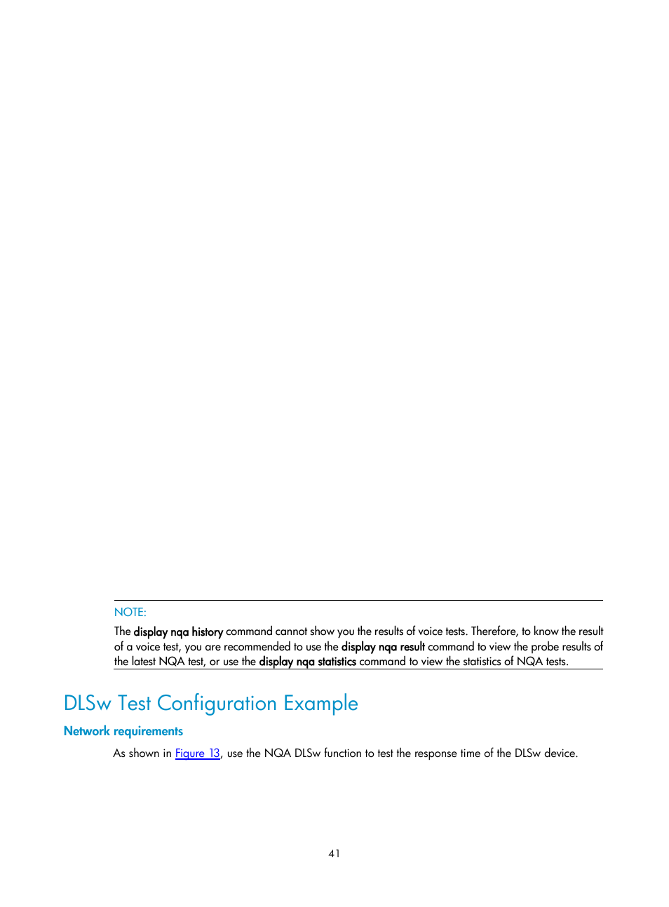 Dlsw test configuration example, Network requirements | H3C Technologies H3C SecPath F1000-E User Manual | Page 107 / 326