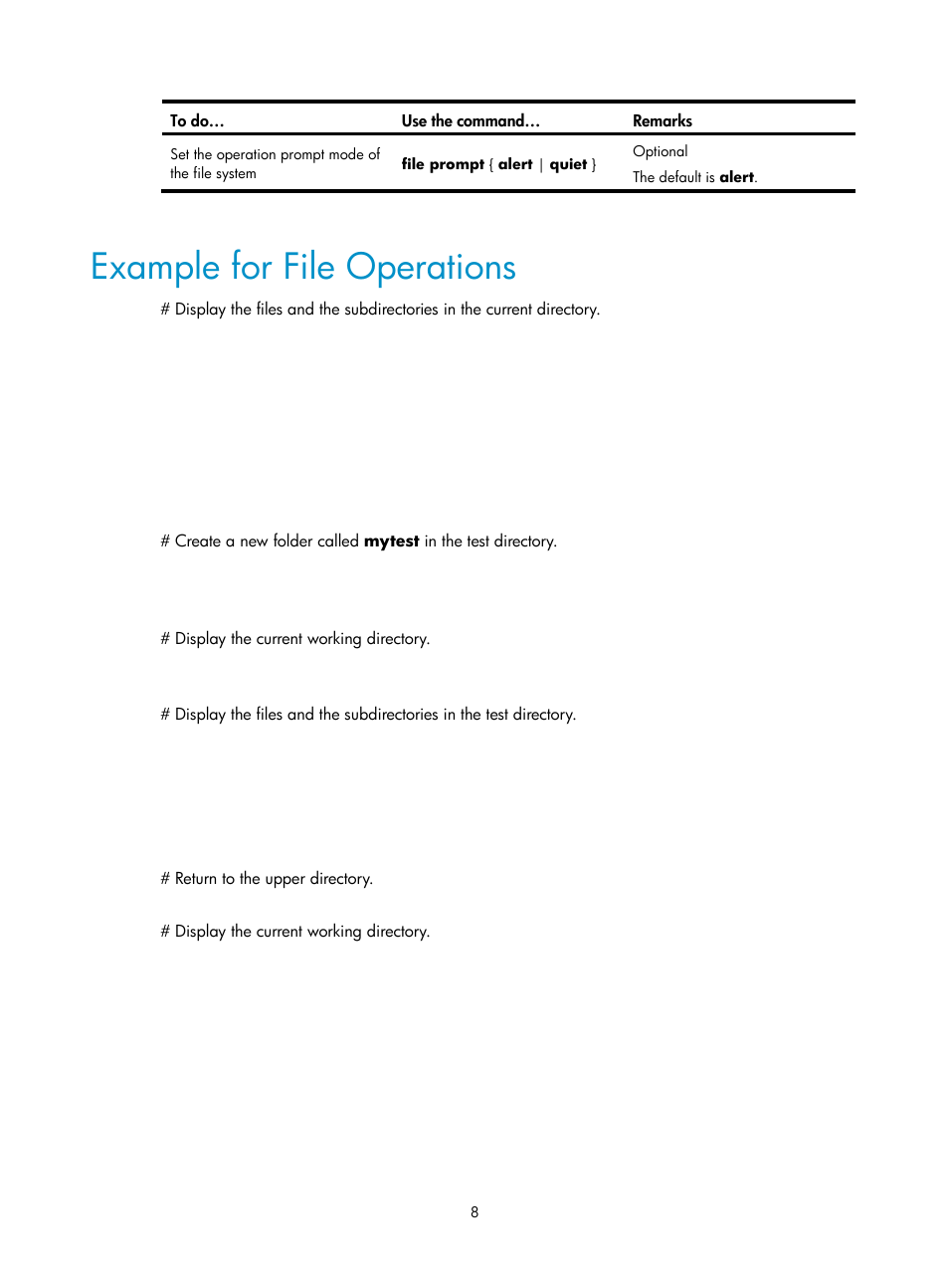 Example for file operations | H3C Technologies H3C SecPath F1000-E User Manual | Page 175 / 326