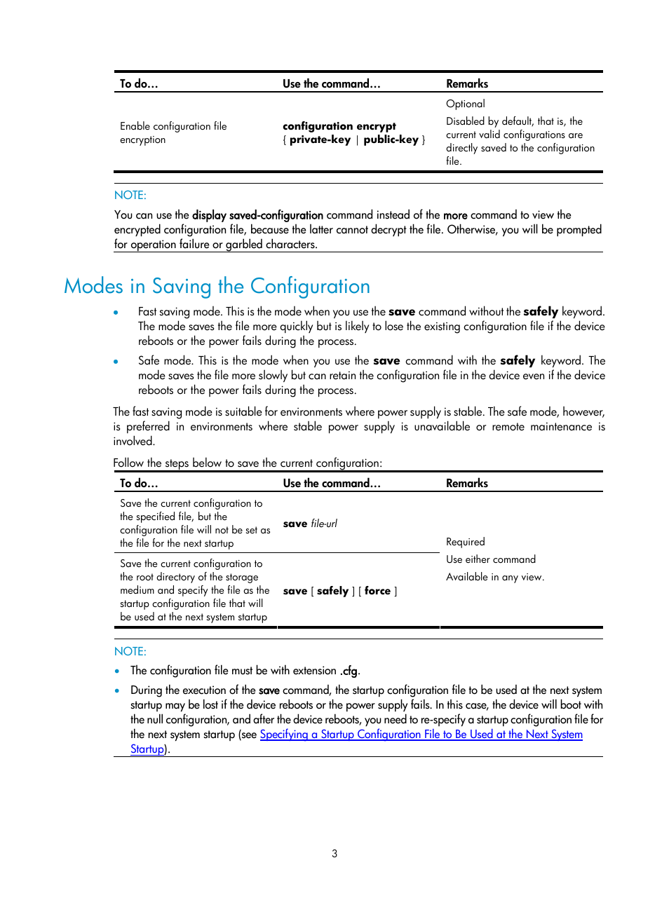 Modes in saving the configuration | H3C Technologies H3C SecPath F1000-E User Manual | Page 178 / 326