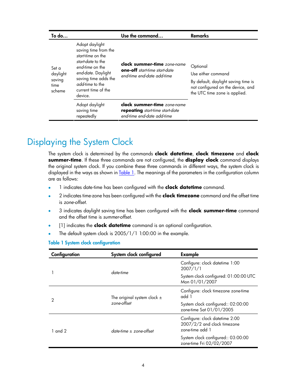 Displaying the system clock | H3C Technologies H3C SecPath F1000-E User Manual | Page 198 / 326