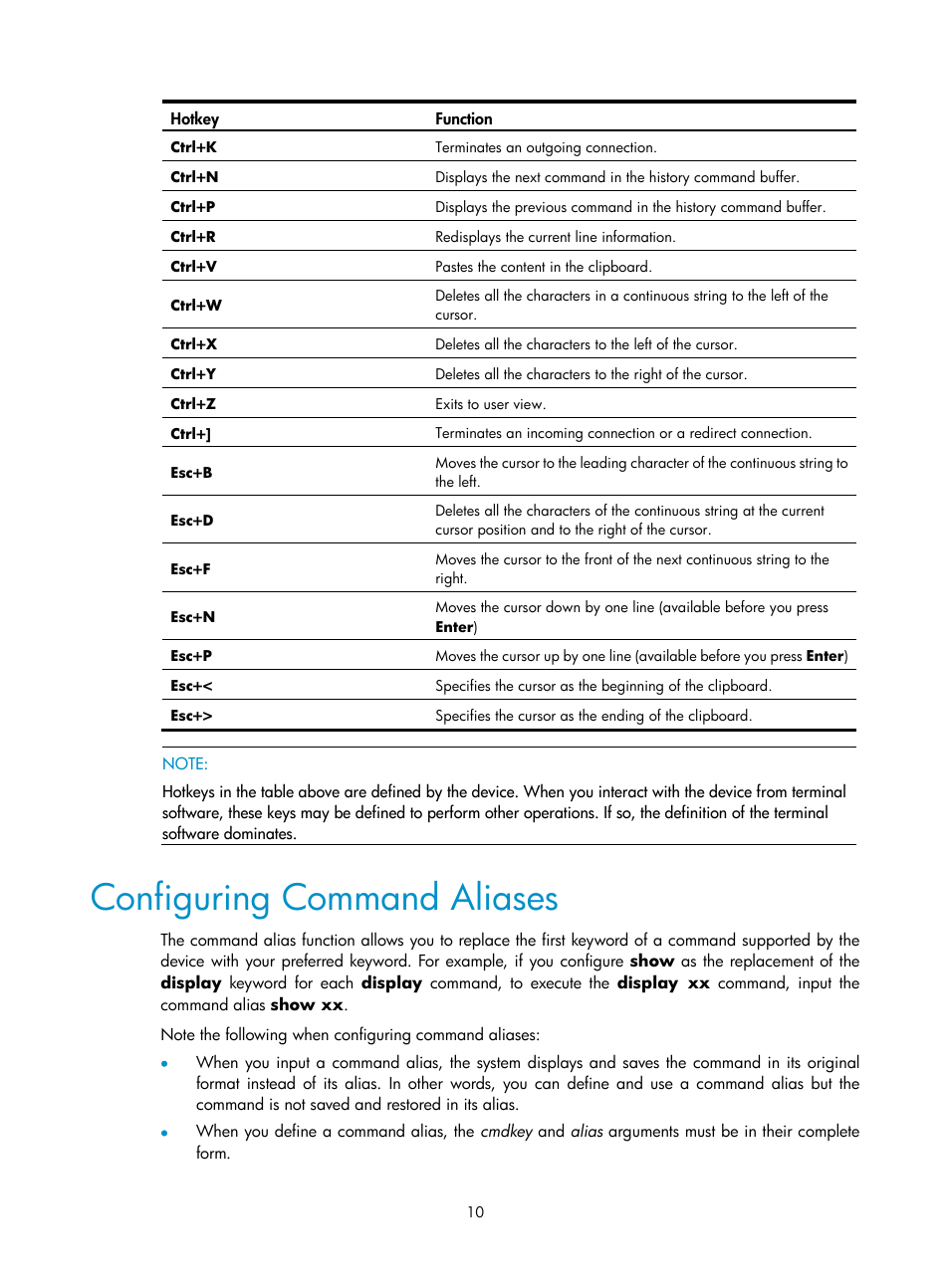 Configuring command aliases | H3C Technologies H3C SecPath F1000-E User Manual | Page 204 / 326