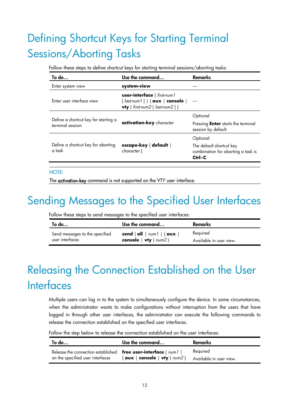 Sending messages to the specified user interfaces | H3C Technologies H3C SecPath F1000-E User Manual | Page 264 / 326