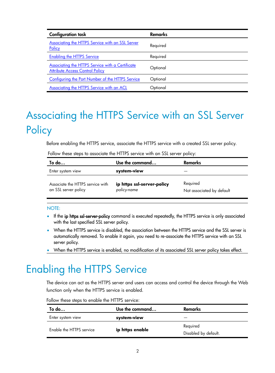 Enabling the https service | H3C Technologies H3C SecPath F1000-E User Manual | Page 277 / 326