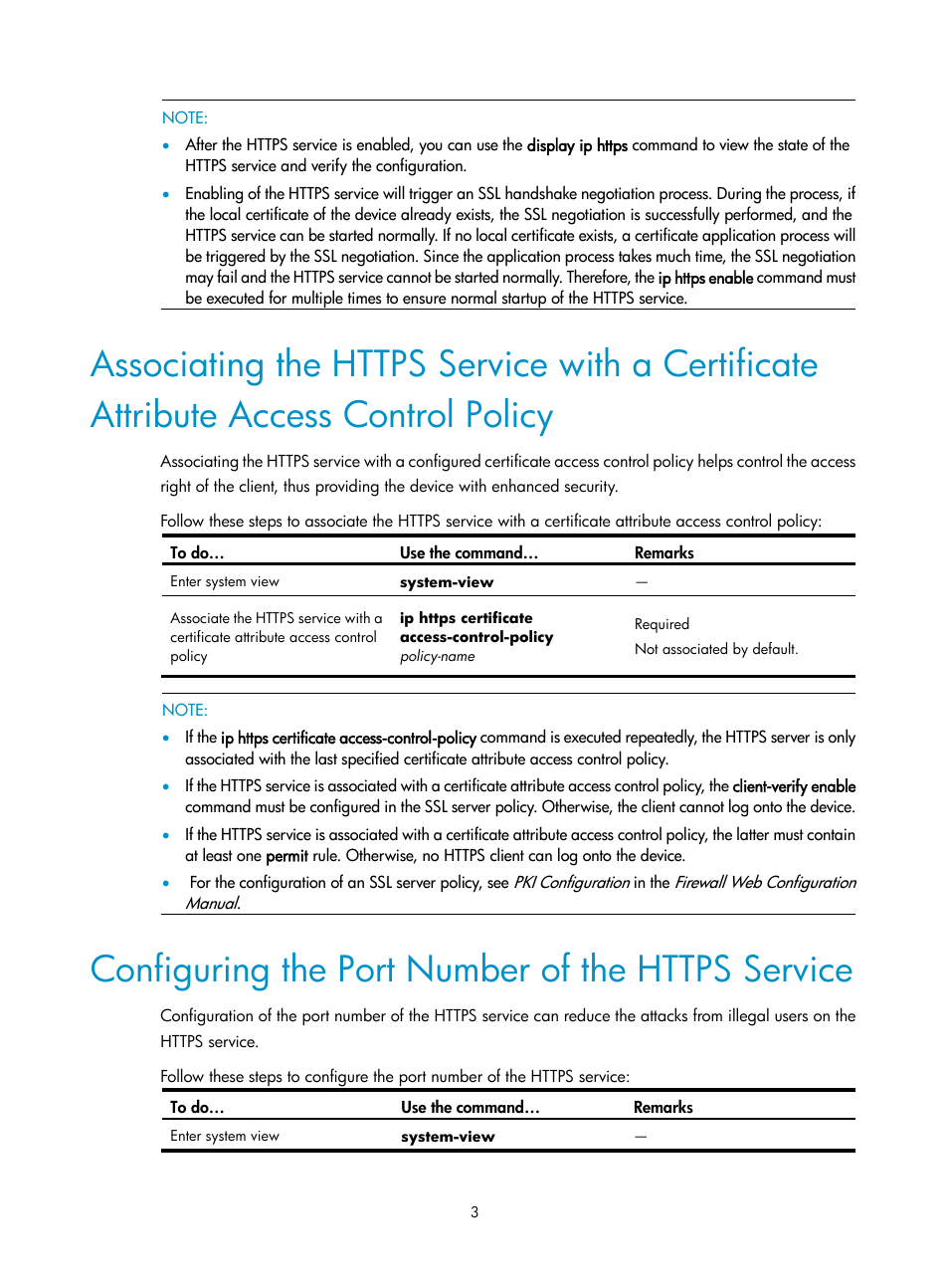 Configuring the port number of the https service | H3C Technologies H3C SecPath F1000-E User Manual | Page 278 / 326