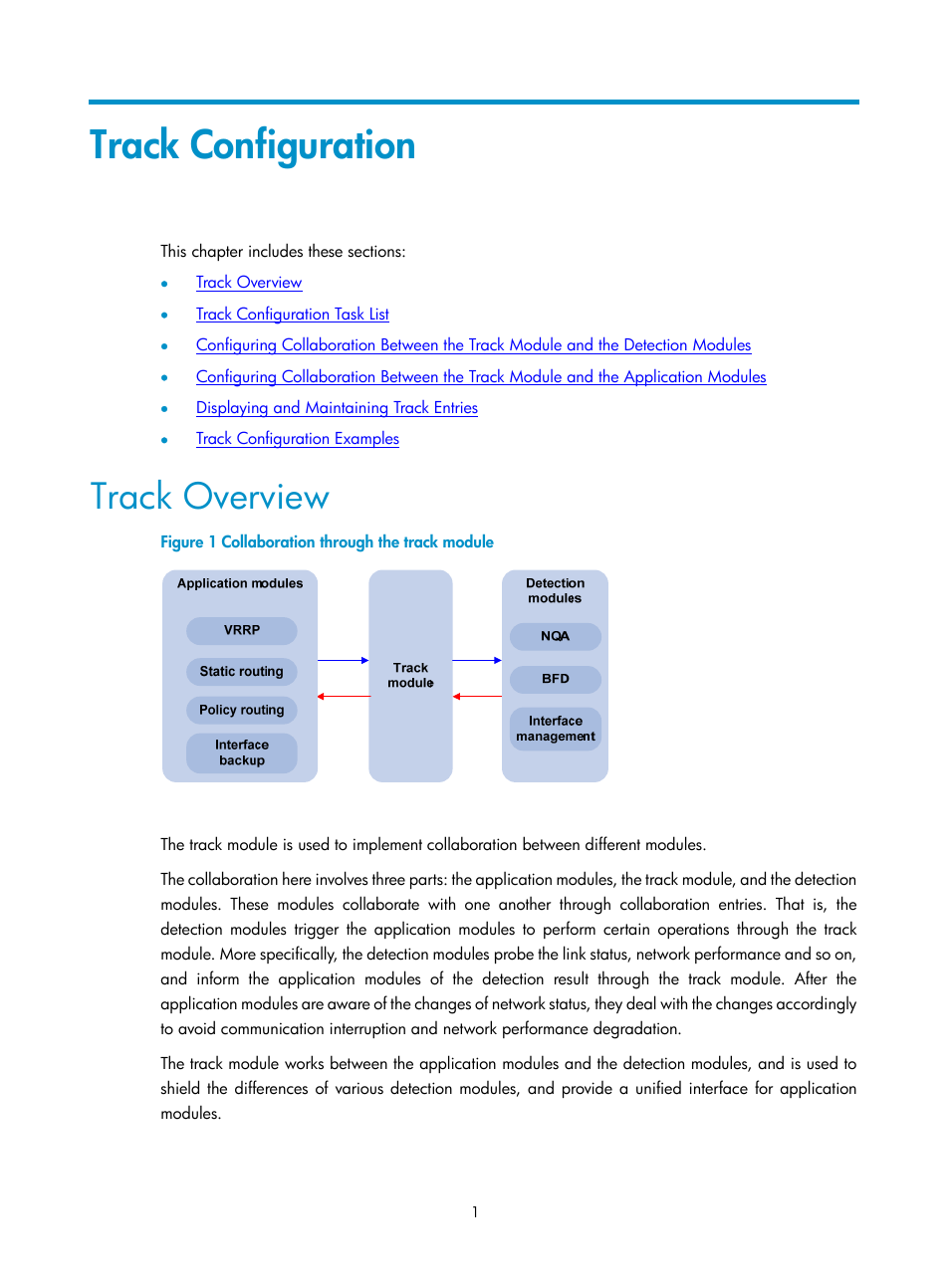 Track configuration, Track overview | H3C Technologies H3C SecPath F1000-E User Manual | Page 284 / 326