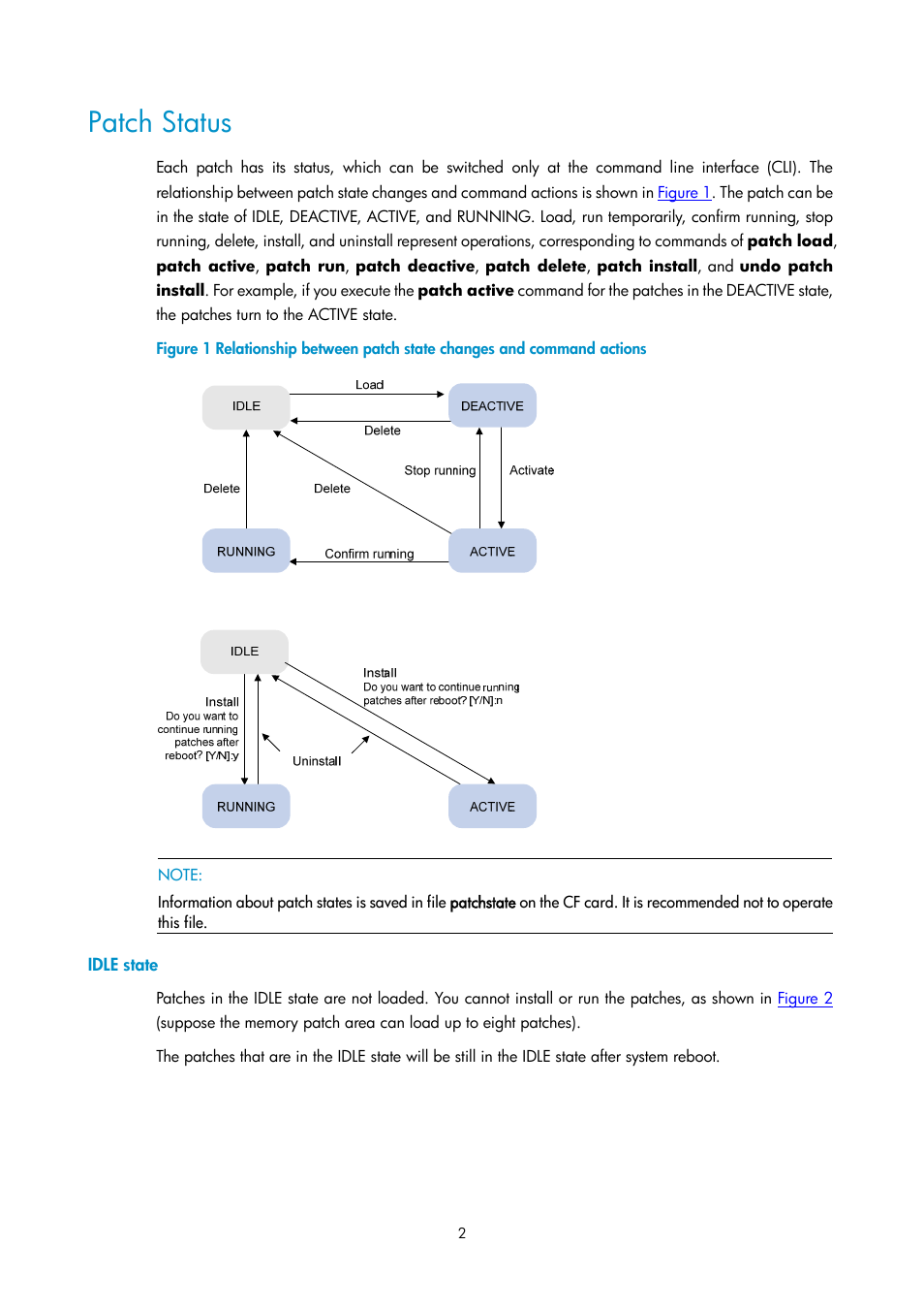 Patch status, Idle state | H3C Technologies H3C SecPath F1000-E User Manual | Page 319 / 326