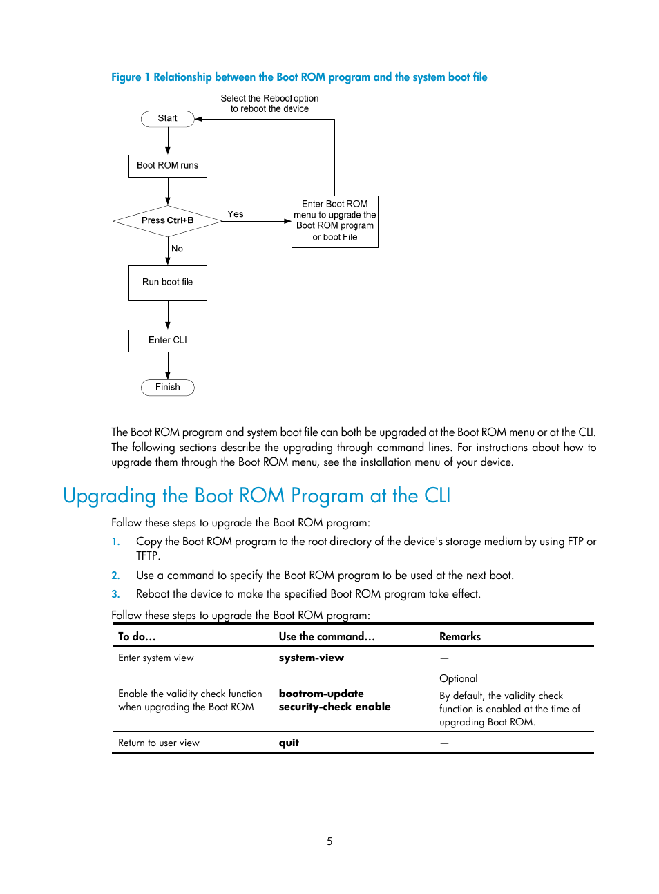 Upgrading the boot rom program at the cli | H3C Technologies H3C SecPath F1000-E User Manual | Page 58 / 326