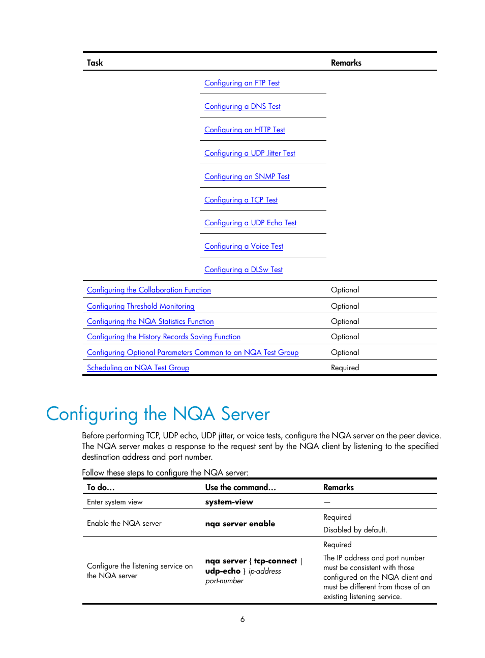 Configuring the nqa server | H3C Technologies H3C SecPath F1000-E User Manual | Page 72 / 326