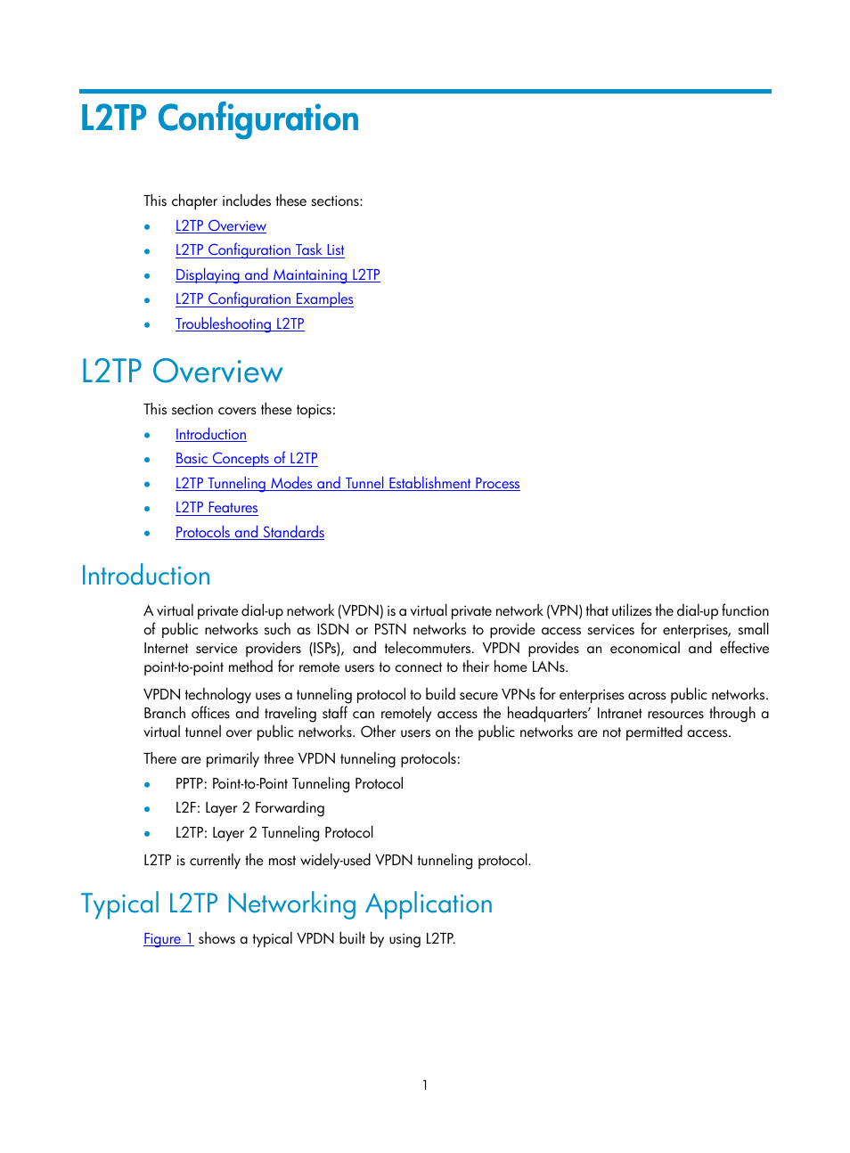 L2tp configuration, L2tp overview, Introduction | Typical l2tp networking application | H3C Technologies H3C SecPath F1000-E User Manual | Page 34 / 80