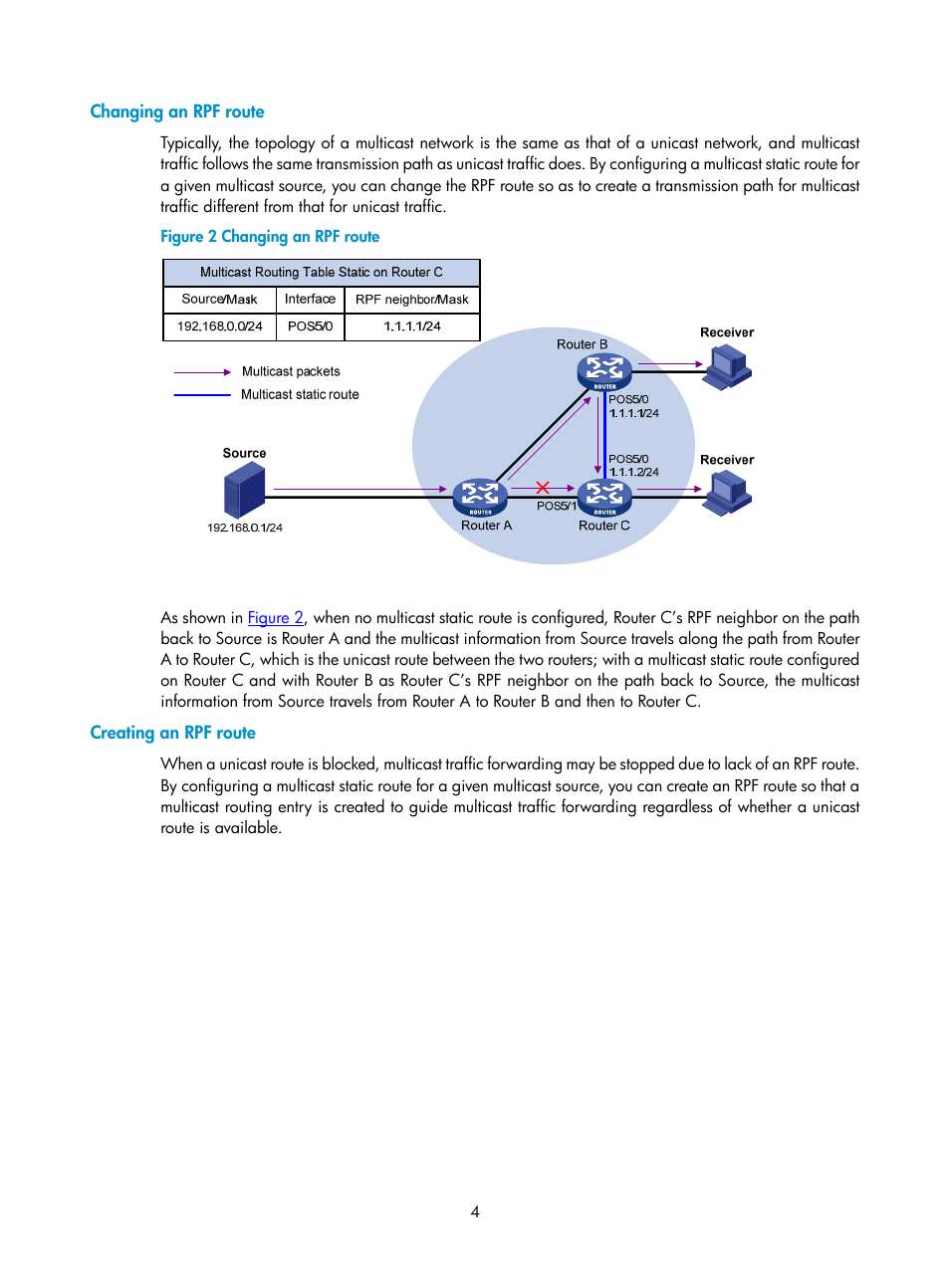 Changing an rpf route, Creating an rpf route | H3C Technologies H3C SecPath F1000-E User Manual | Page 18 / 225