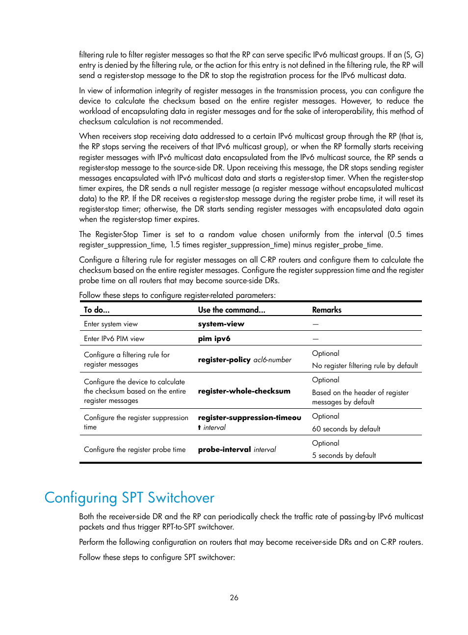 Configuring spt switchover | H3C Technologies H3C SecPath F1000-E User Manual | Page 189 / 225