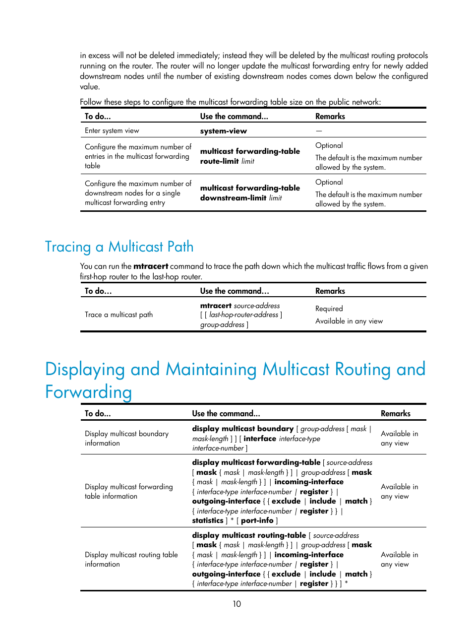 Tracing a multicast path | H3C Technologies H3C SecPath F1000-E User Manual | Page 24 / 225