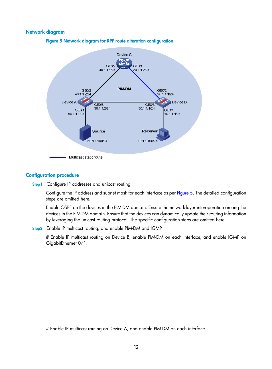 Network diagram, Configuration procedure | H3C Technologies H3C SecPath F1000-E User Manual | Page 26 / 225