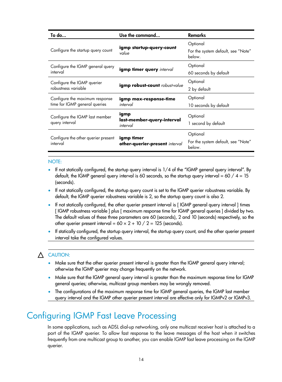 Configuring igmp fast leave processing | H3C Technologies H3C SecPath F1000-E User Manual | Page 48 / 225