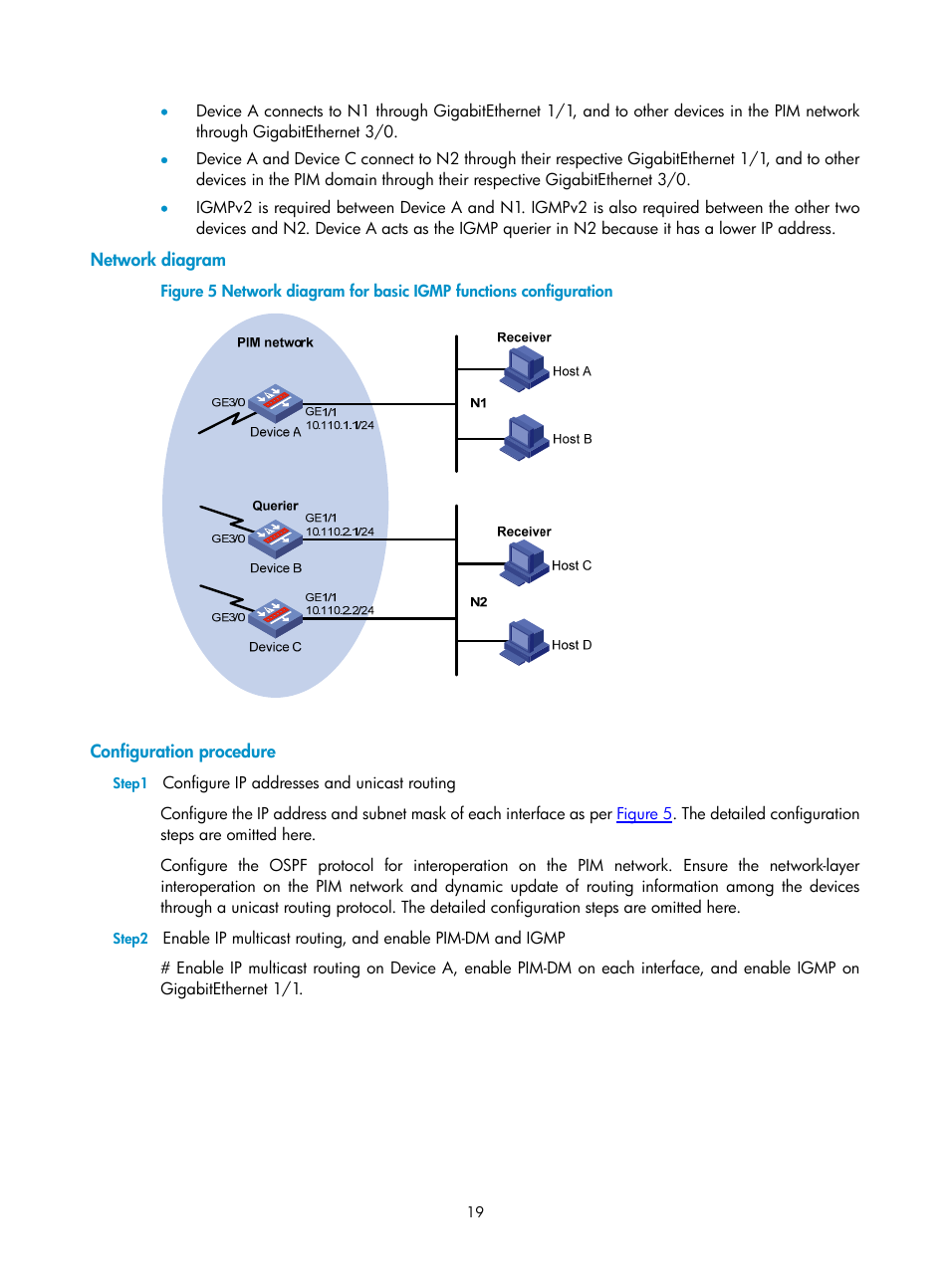 Network diagram, Configuration procedure | H3C Technologies H3C SecPath F1000-E User Manual | Page 53 / 225