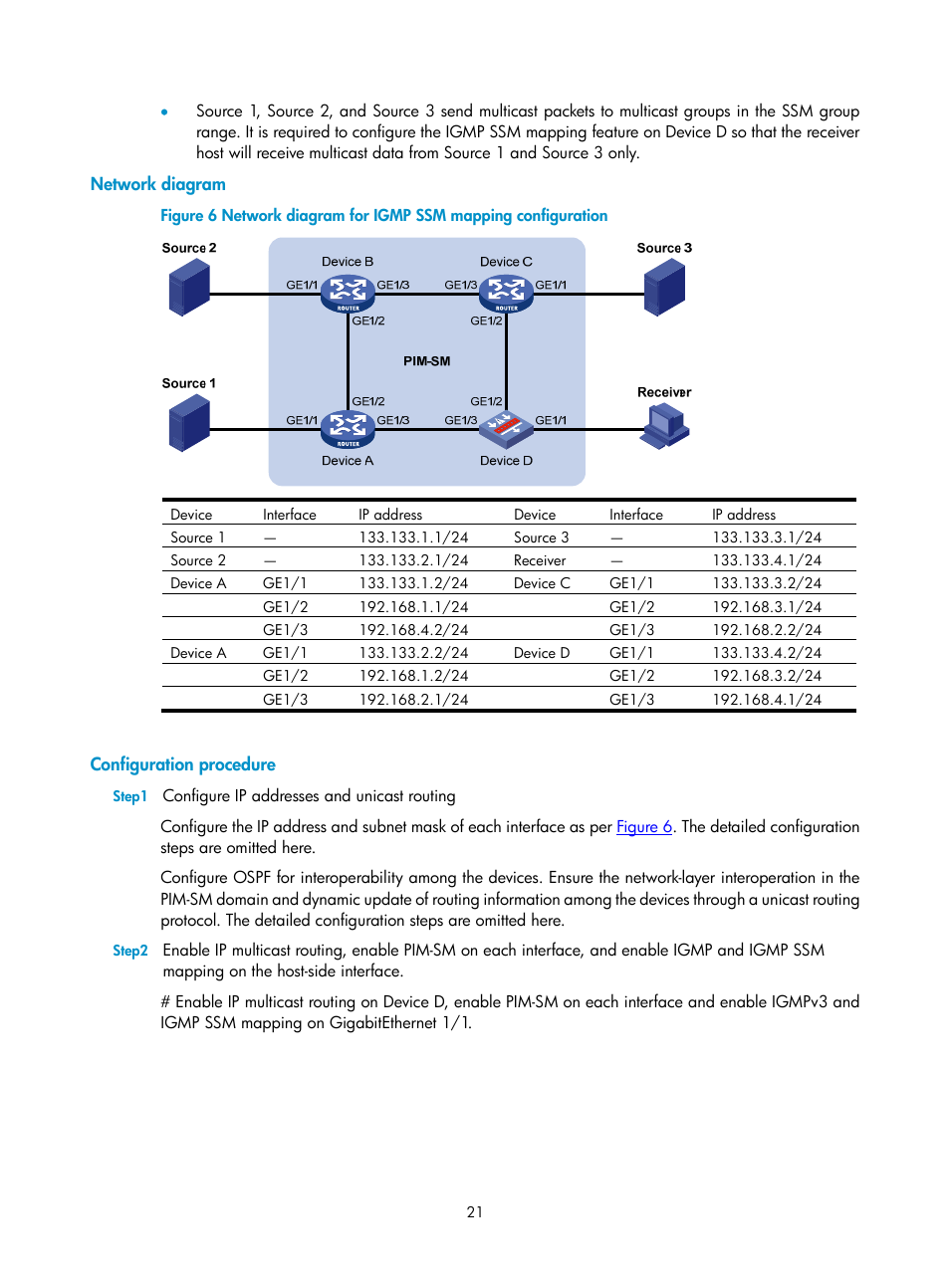 Network diagram, Configuration procedure | H3C Technologies H3C SecPath F1000-E User Manual | Page 55 / 225