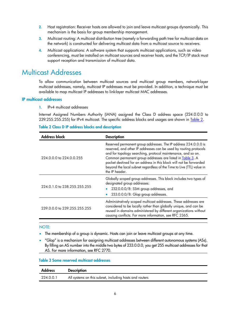 Multicast addresses, Ip multicast addresses | H3C Technologies H3C SecPath F1000-E User Manual | Page 7 / 225