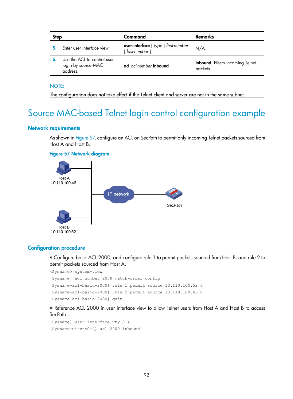 Network requirements, Configuration procedure | H3C Technologies H3C SecPath F1000-E User Manual | Page 100 / 126