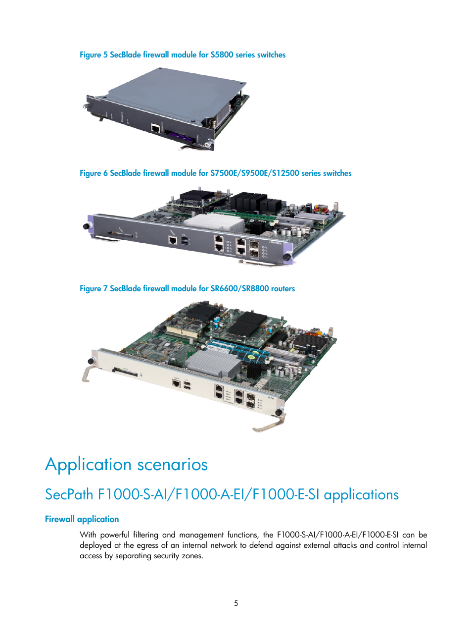 Application scenarios, Firewall application | H3C Technologies H3C SecPath F1000-E User Manual | Page 13 / 126