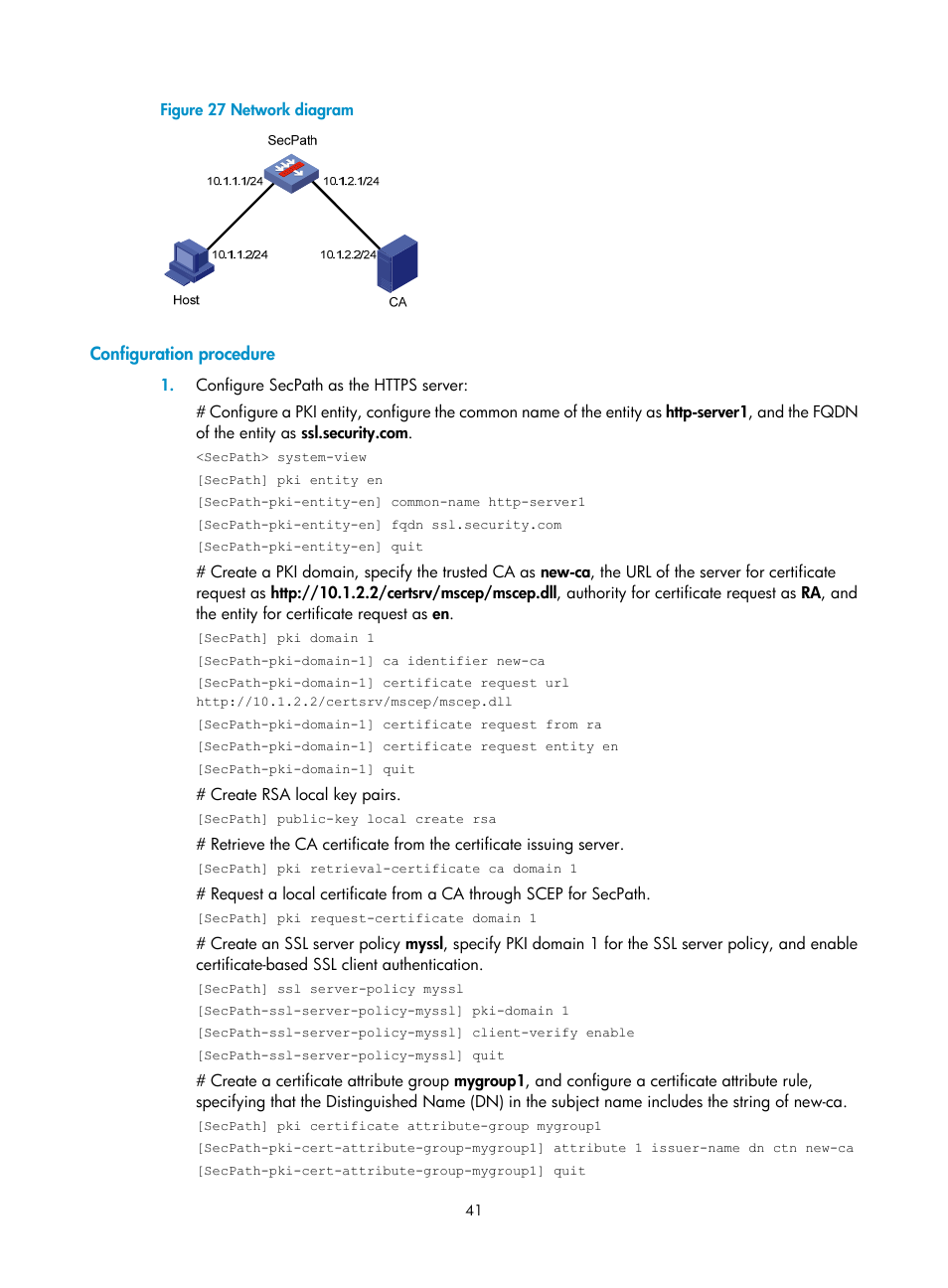 Configuration procedure, N in, Figure 27 | H3C Technologies H3C SecPath F1000-E User Manual | Page 49 / 126