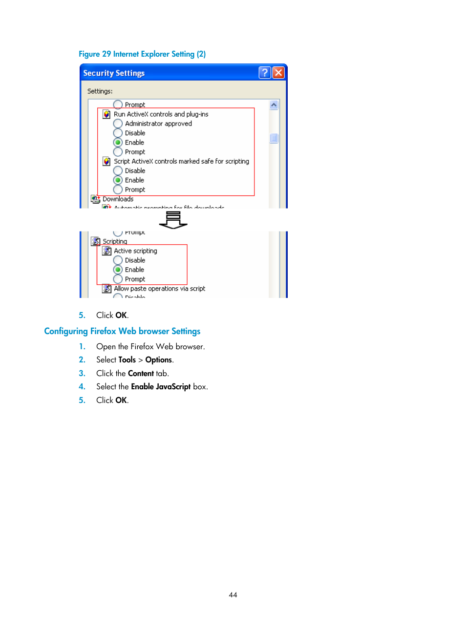 Configuring firefox web browser settings | H3C Technologies H3C SecPath F1000-E User Manual | Page 52 / 126