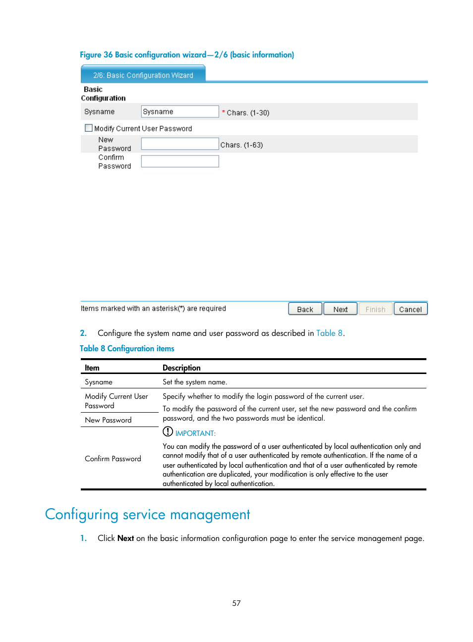 Configuring service management | H3C Technologies H3C SecPath F1000-E User Manual | Page 65 / 126