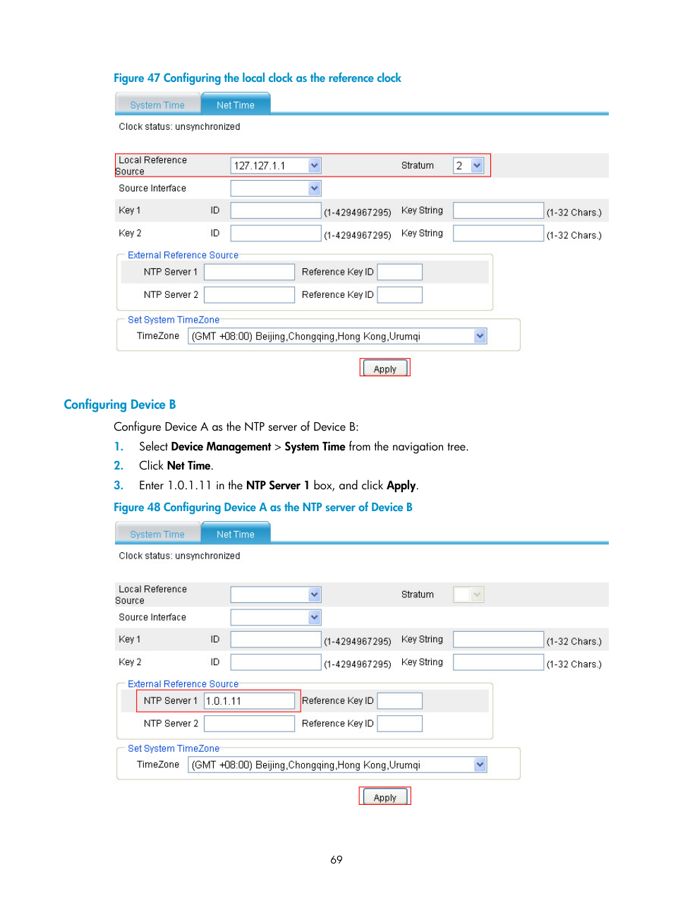 Configuring device b | H3C Technologies H3C SecPath F1000-E User Manual | Page 77 / 126