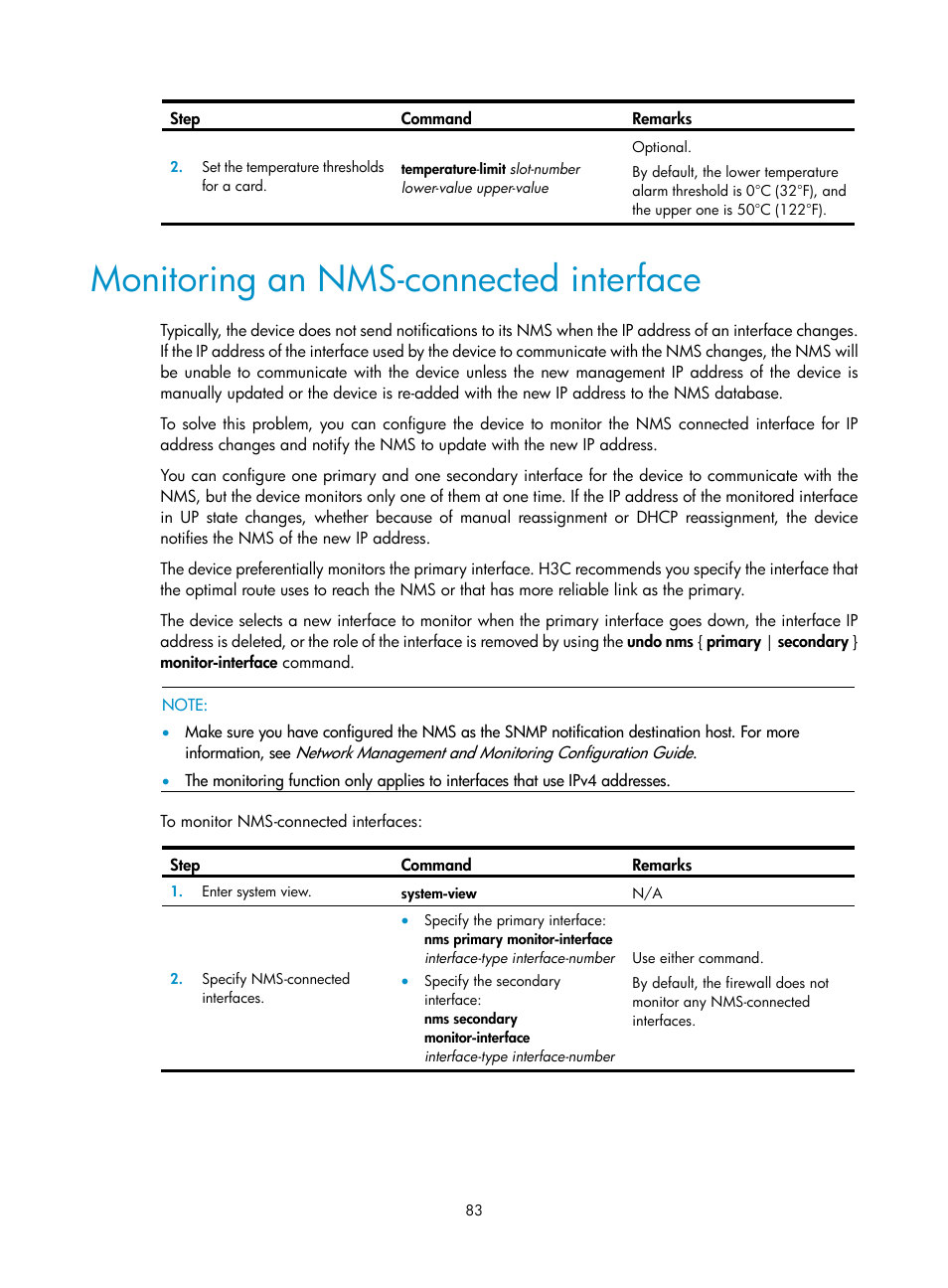 Monitoring an nms-connected interface | H3C Technologies H3C SecPath F1000-E User Manual | Page 91 / 126