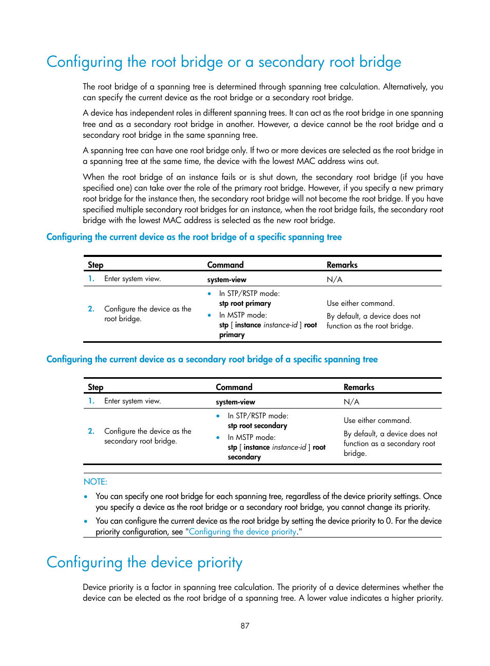 Configuring the device priority | H3C Technologies H3C SecPath F1000-E User Manual | Page 112 / 967