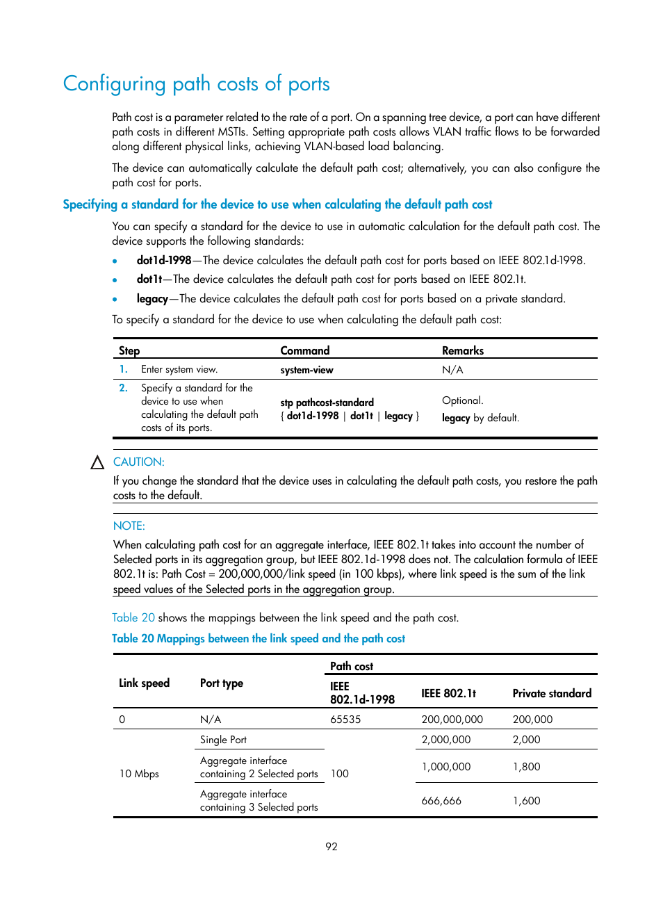 Configuring path costs of ports | H3C Technologies H3C SecPath F1000-E User Manual | Page 117 / 967