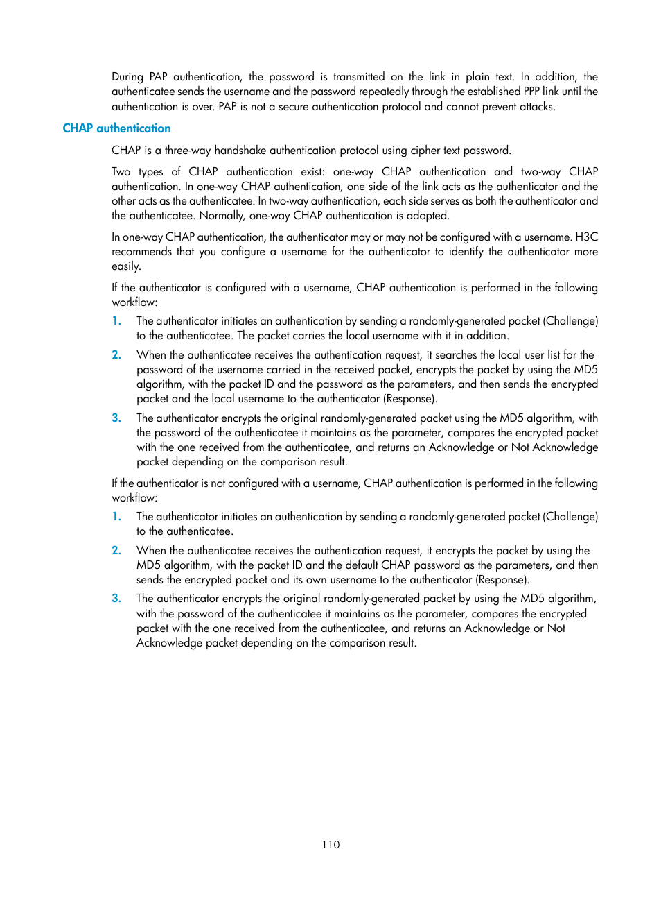 Chap authentication | H3C Technologies H3C SecPath F1000-E User Manual | Page 135 / 967