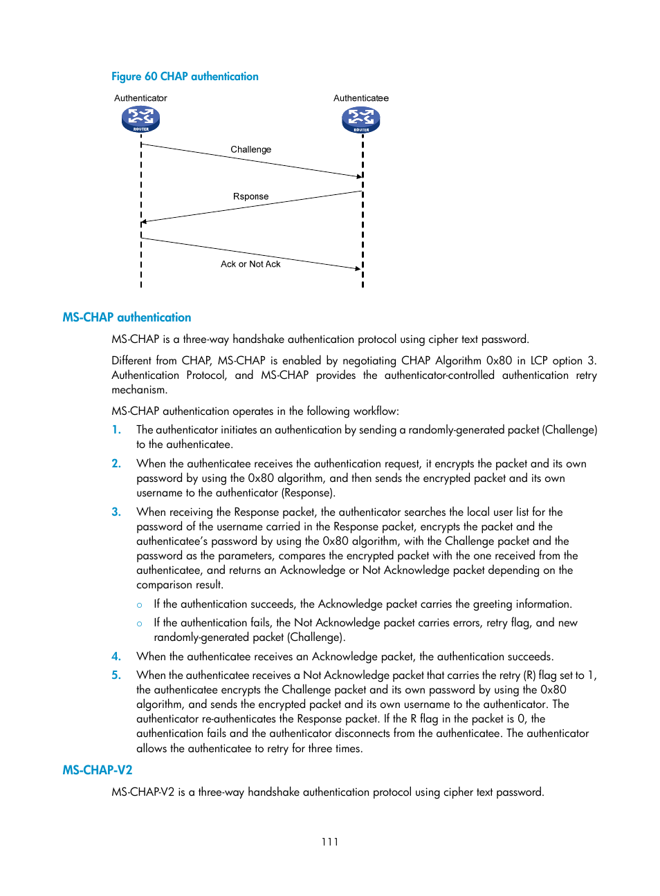 Ms-chap authentication, Ms-chap-v2 | H3C Technologies H3C SecPath F1000-E User Manual | Page 136 / 967