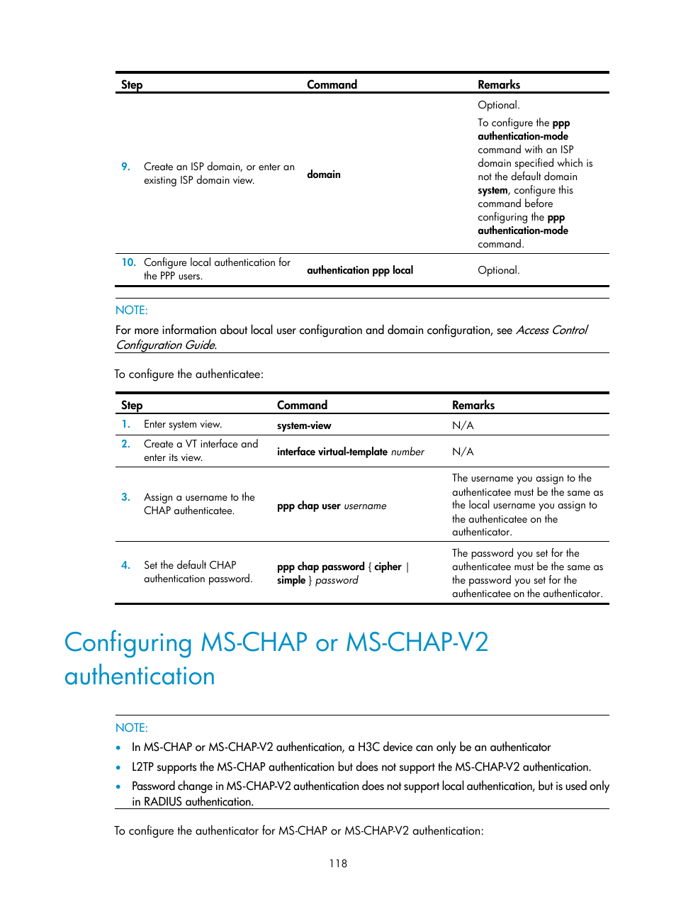 Configuring ms-chap or ms-chap-v2 authentication, Configuring ms-chap or, Ms-chap-v2 authentication | H3C Technologies H3C SecPath F1000-E User Manual | Page 143 / 967