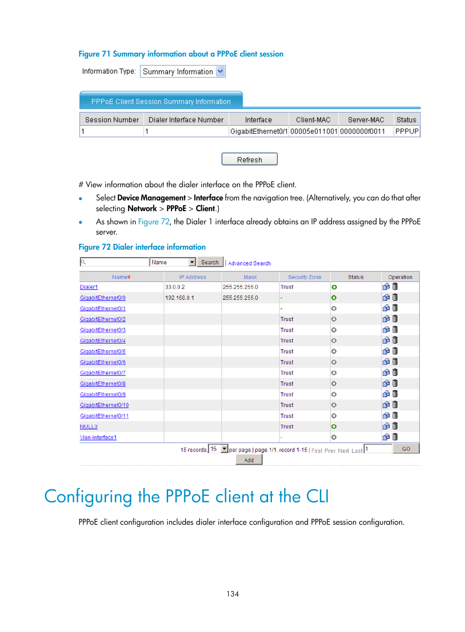 Configuring the pppoe client at the cli | H3C Technologies H3C SecPath F1000-E User Manual | Page 159 / 967