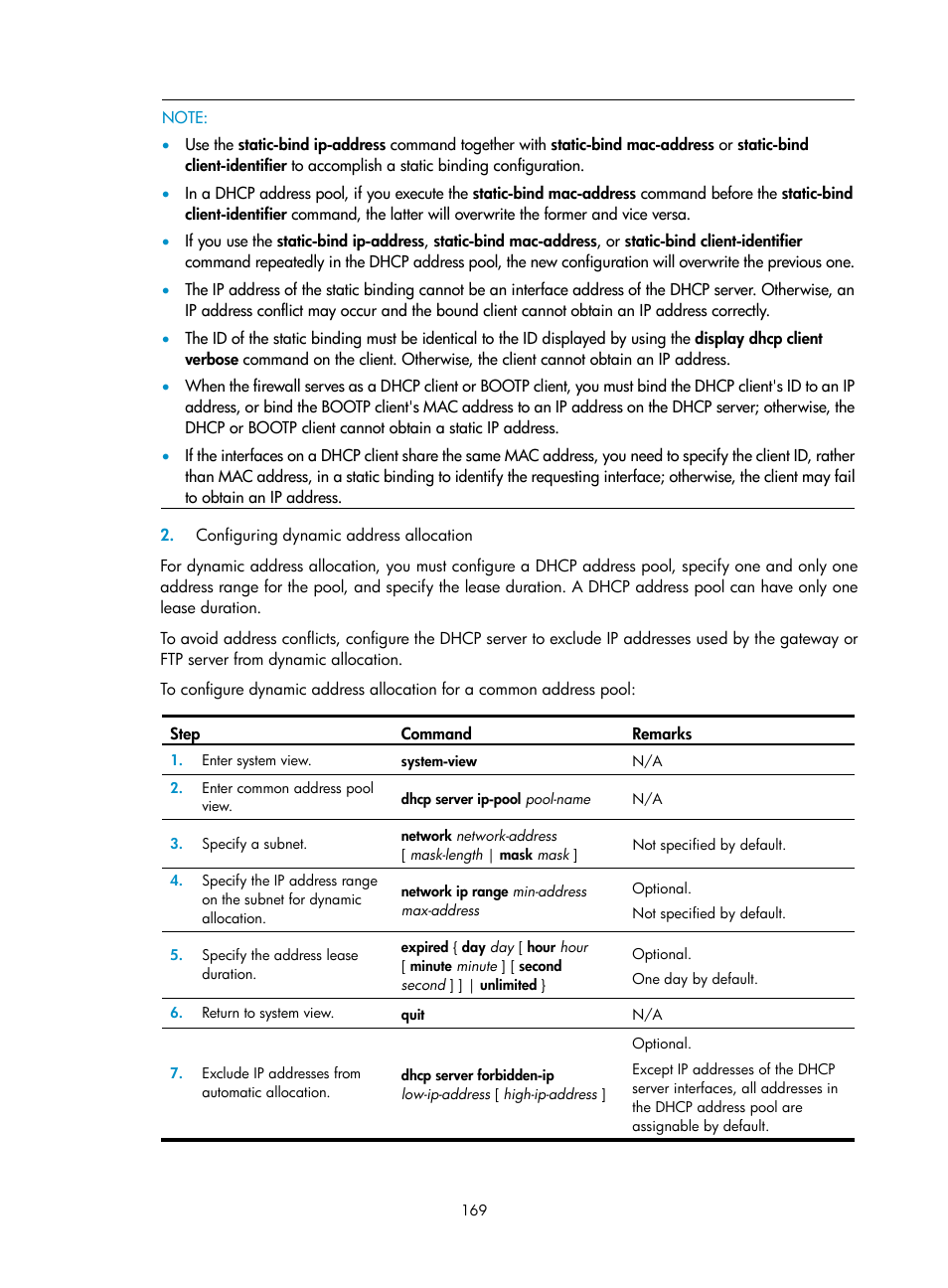 Configuring dynamic address allocation | H3C Technologies H3C SecPath F1000-E User Manual | Page 194 / 967