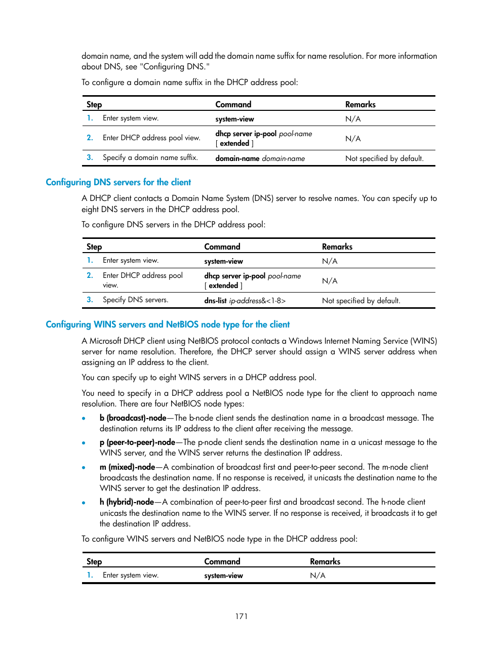 Configuring dns servers for the client | H3C Technologies H3C SecPath F1000-E User Manual | Page 196 / 967